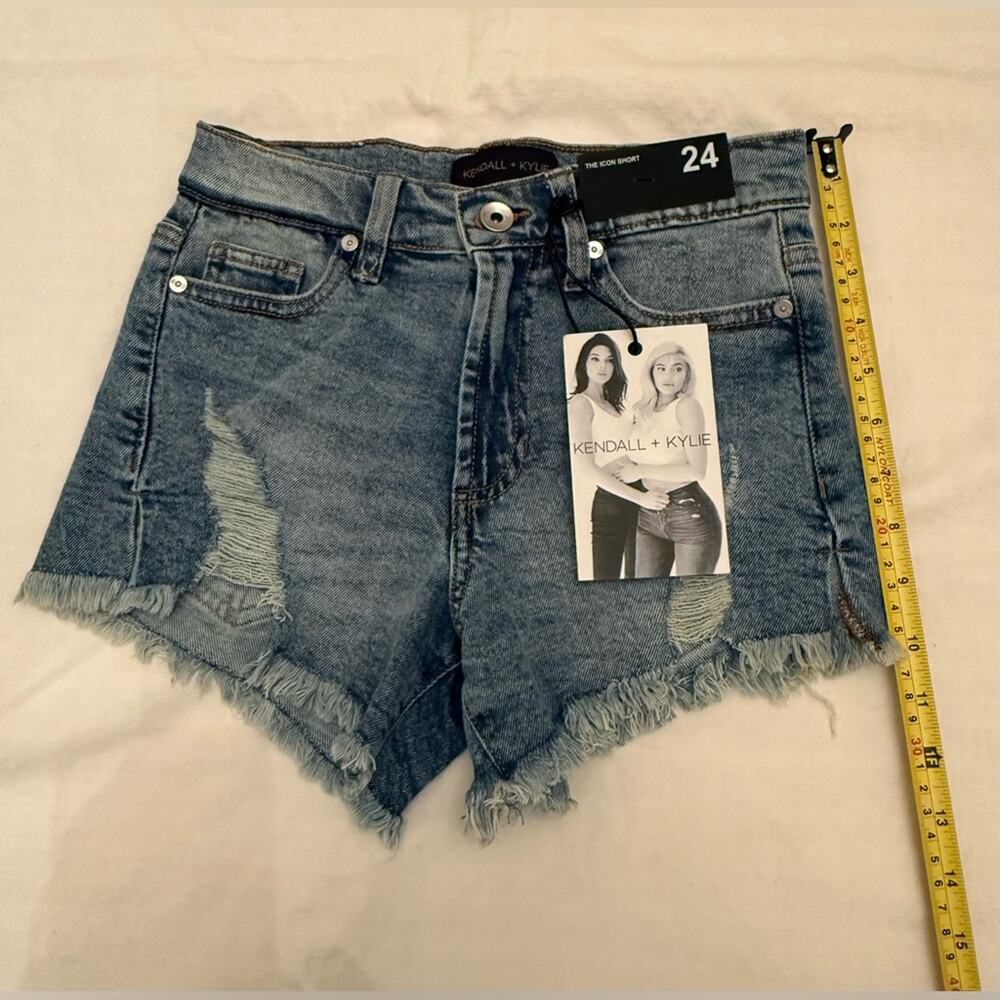 Kendall & Kylie Distressed Blue Jean Shorts - Picture 13 of 16